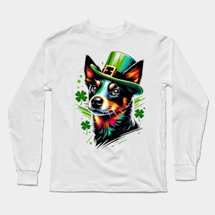 Lancashire Heeler Dons Leprechaun Hat for St Patrick's Day Long Sleeve T-Shirt